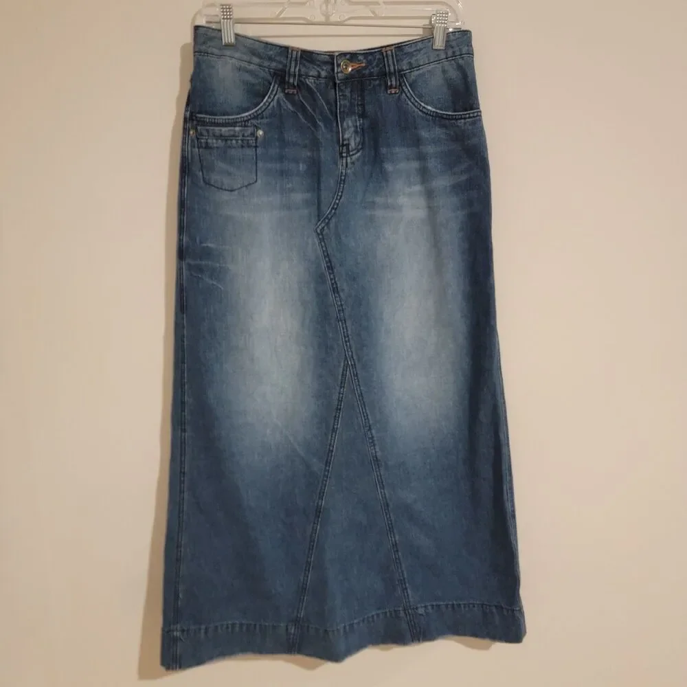 Vintage Womens Skirt Size 7 Midi Denim‎ Y2K 90S Jean Skirt Retro Western
